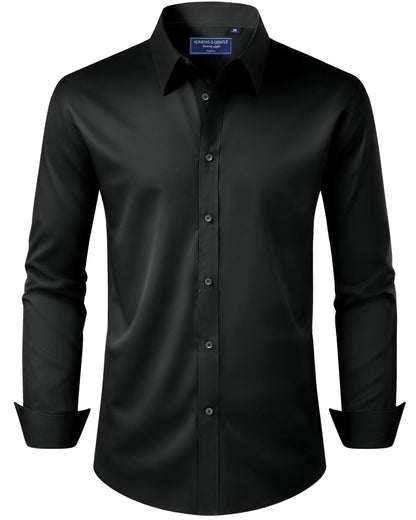 HOTAlimens & Gentle Men's Dress Shirt Regular Fit Stretch Stain Shield Long Sleeve Solid Business Wedding Button Down Shirts