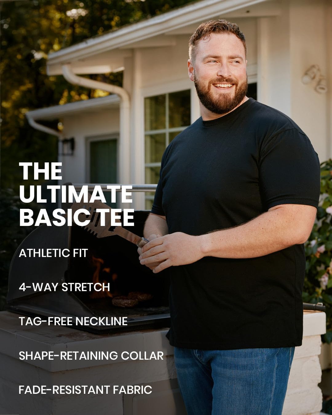 HOTMens T Shirts Soft Cotton Crew Neck Athletic Fit Casual Tees S-4XL | Soft cotton blend casual tee shirts with 4-way stretch - tag-free athletic fit for gym, work & casual wear. A go-to gift.