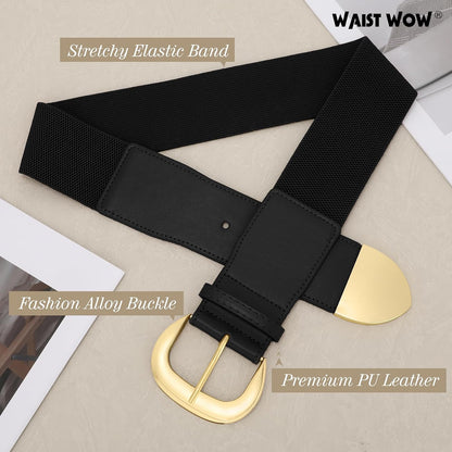 HOTWomen Wide Elastic Waist Belt for Dresses Fashion Thick Stretchy Belt for Trendy
