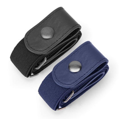 HOTWHIPPY 2 Pack Buckle Free Comfortable Elastic Belt for Women or Men, Buckle-less No Bulge No Hassle Invisible Belts