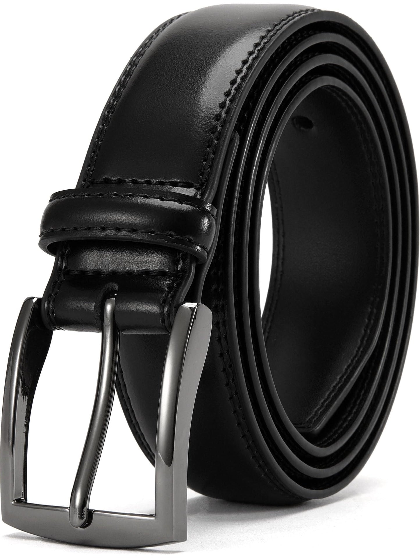 HOTDOOPAI Mens Dress Belt - Genuine Leather Dress Belts For Men,Casual Suit Jeans Belt-Single Prong Buckle black belt