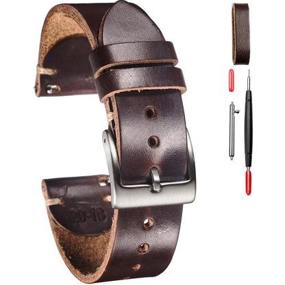 HOThemsut h Leather Watch Bands for Men, Horween Quick Release Leather Watch Strap Vintage Watch Replacement Wrap of 18mm, 20mm, 22mm