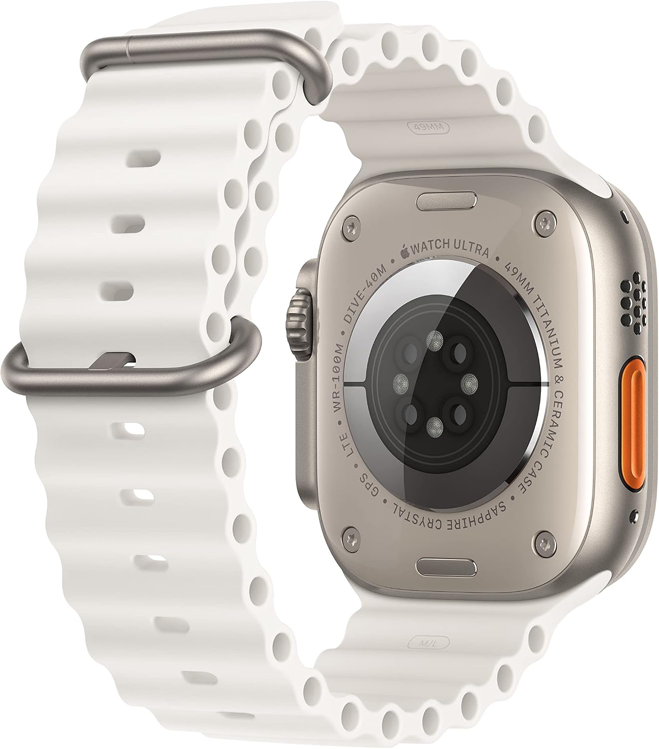 HOTApple Watch Ultra [GPS + Cellular 49mm] Titanium Case with White Ocean Band, One Size (Renewed)