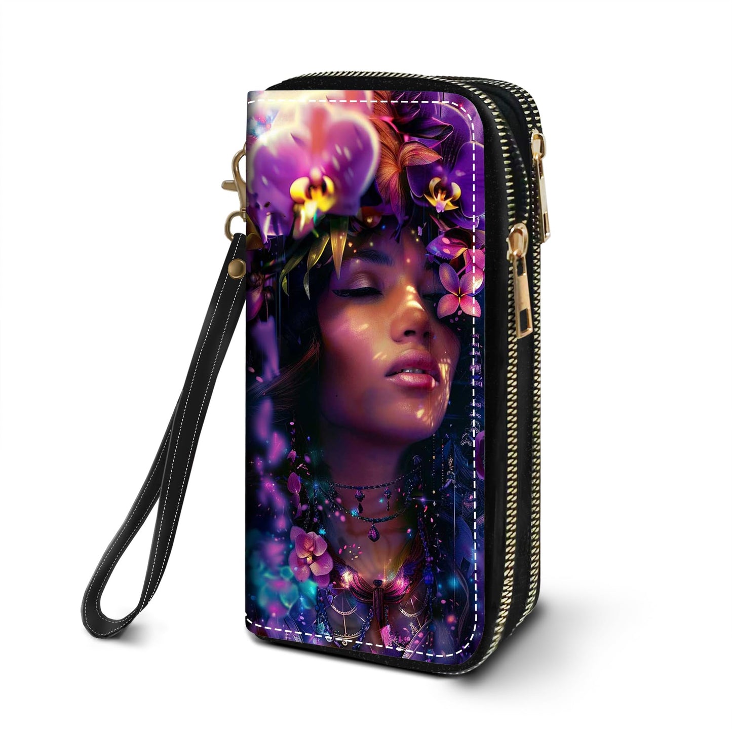 HOTWomen's Large Capacity Wallet PU Leather Double Zipper Clutch Purse Multifunctional Wallet with Removable Wristlet Strap for Smart Phone/Coin/Card/Cash, Flower Butterfly