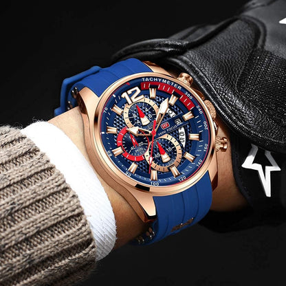 HOTMF MINI FOCUS Men Watch Casual Fashion Wrist Watches (Chronograph/Waterproof/Luminous/Calendar) Silicon Band Quartz Watches for Men