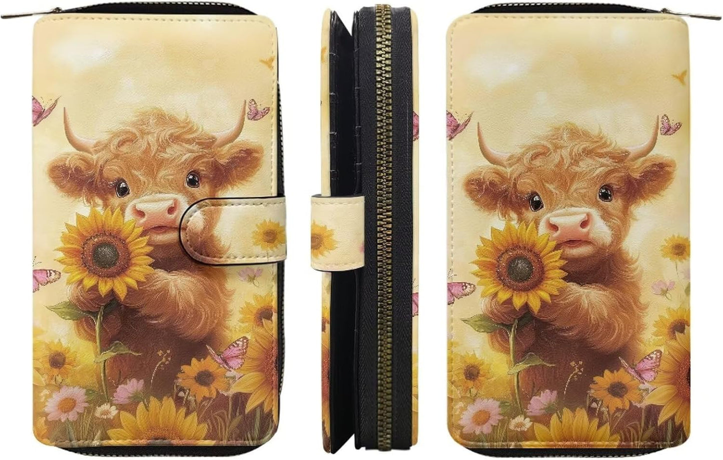 HOTCOEQINE Animal Wallet, Cute Chicken Long Leather Money Bag, Handbag With Zipper for Coin Phone, Travel Handbag for Party