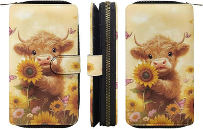 HOTCOEQINE Animal Wallet, Cute Chicken Long Leather Money Bag, Handbag With Zipper for Coin Phone, Travel Handbag for Party