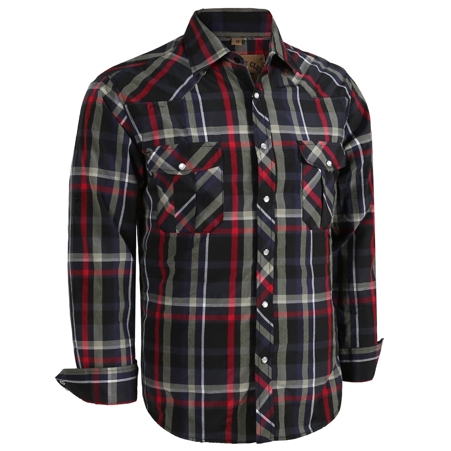 HOTCOEVALS CLUB Men's Western Pearl Snap Button Up Casual Cowboy Long Sleeve Two Pockets Work Shirts