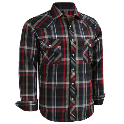 HOTCOEVALS CLUB Men's Western Pearl Snap Button Up Casual Cowboy Long Sleeve Two Pockets Work Shirts