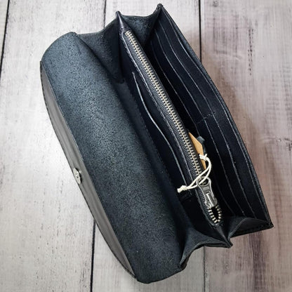 HOTINGVARR Leather Long Wallet for Women, Handmade wallet, Leather Purse, Gift for her (Black)