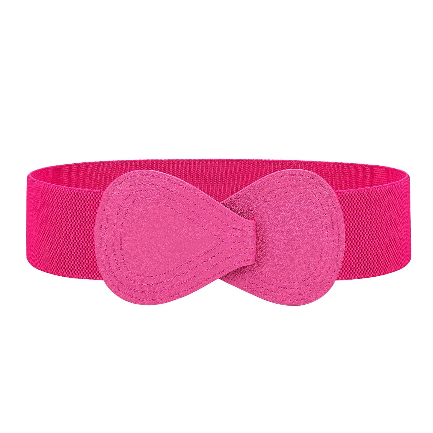 HOTWHIPPY Women Wide Elastic Belt Ladies Stretch Dress Belt Fashion Waistband with 8-shaped Interlock Leather Buckle