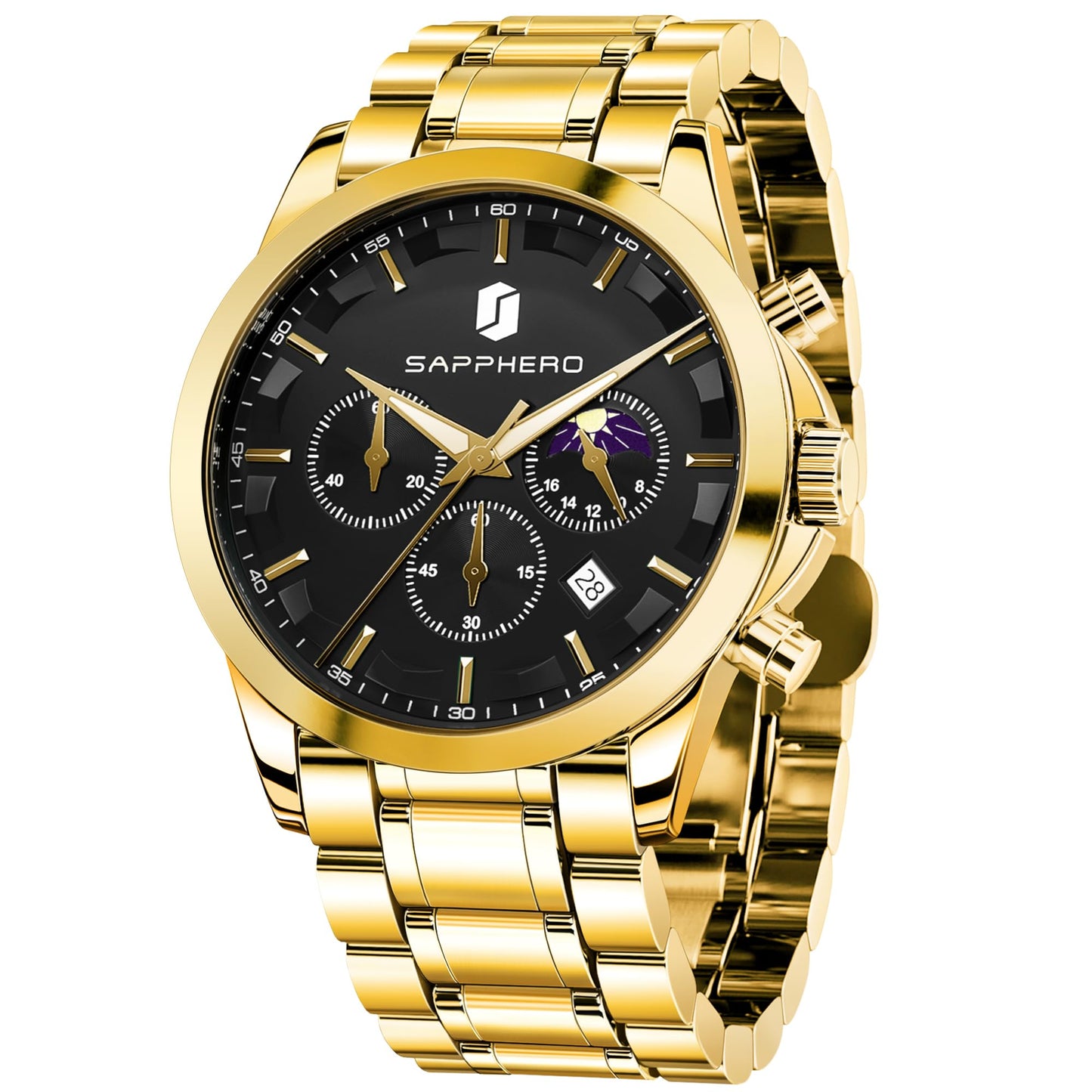 HOTBENYAR Mens Watches Analog Quartz Chronograph Waterproof Wrist Watches for Men Fashion Business Work Casual Sport Designer Dress Watch with Calendar Elegant Gifts for Men