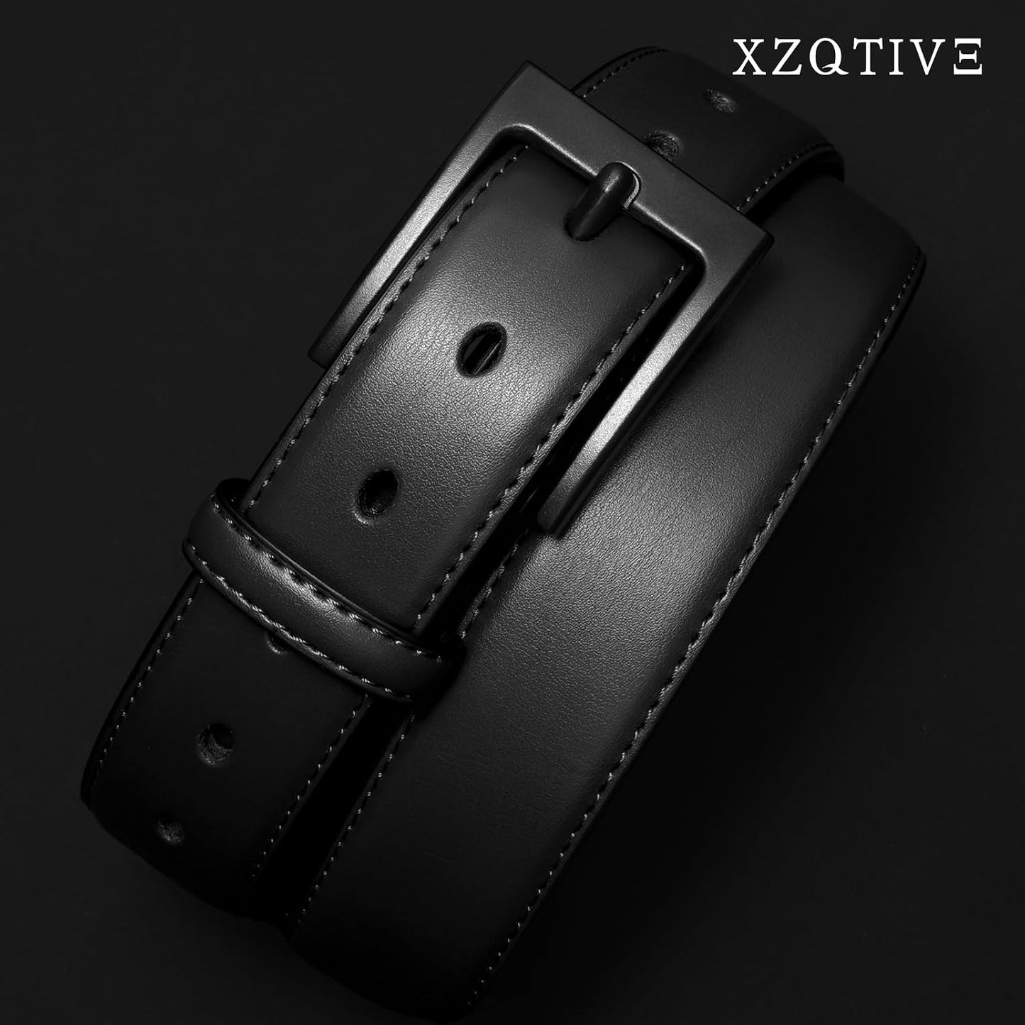 HOTXZQTIVE TSA Belt For Men Metal Free Dress Belts Hypoallergenic Leather Belt With Black Buckle Nickle Free