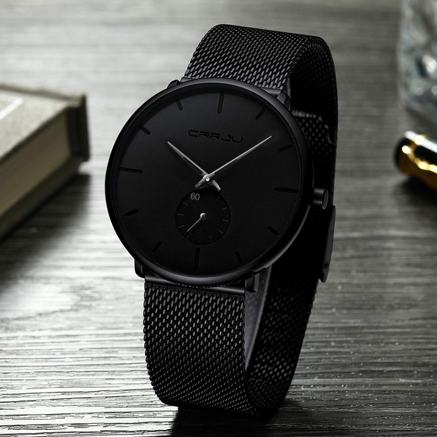 HOTMens Watches Ultra-Thin Minimalist Waterproof - Fashion Wrist Watch for Men Unisex Dress with Stainless Steel Mesh Band