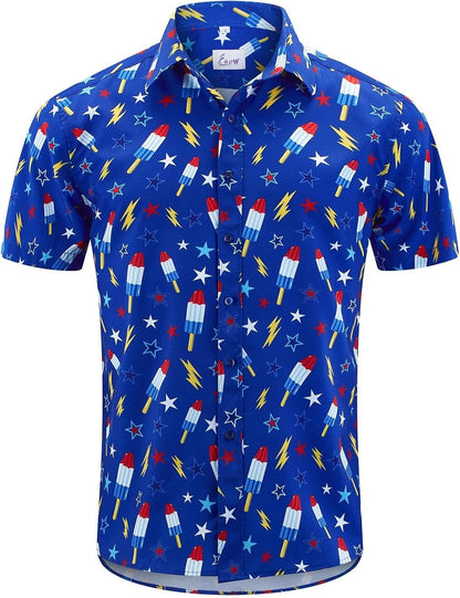 HOTEUOW Men's Hawaiian Shirt Short Sleeve Printed Button Down Beach Shirts