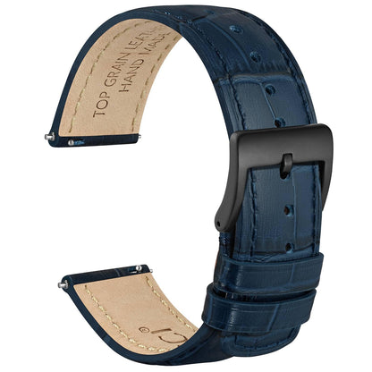 HOTWOCCI Watch Bands, Top Grain Leather, Embossed Alligator Grain, Quick Release, Band Width 18mm 20mm 22mm