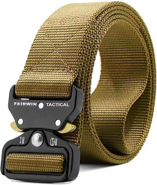 HOTFAIRWIN Tactical Belt, Work Belts for Men Military Webbing Riggers Web Belt Heavy-Duty Quick-Release Buckle