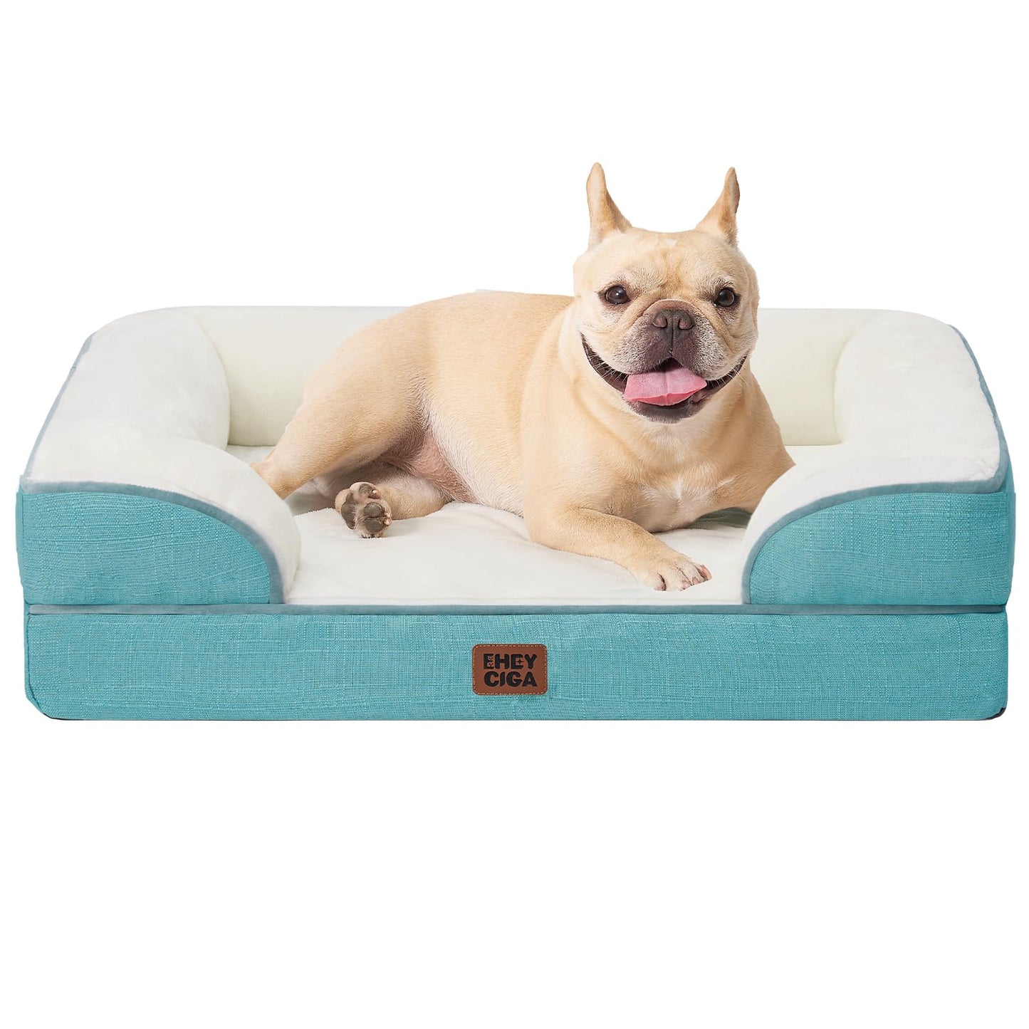 HOTEHEYCIGA Orthopedic Dog Beds for Extra Large Dogs 44x32Inch, Polyurethane Foam XL Pet Bed with Sides, Non-Slip and Egg-Crate Foam Big Dog Couch Bed with Washable Removable Cover, Grey