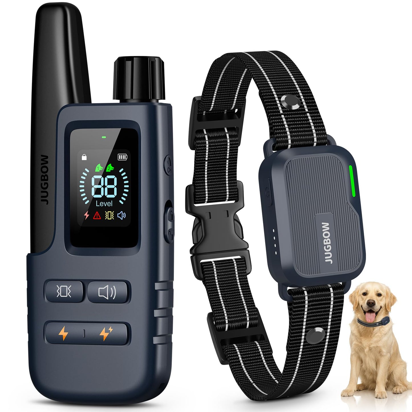 HOTDog Shock Collar - 4500FT Dog Training Collar with Remote, IPX8 Waterproof Electric Dog Collar with 4 Training Modes, Security Lock, Rechargeable eCollar for 10-120lbs Dogs(Green 2 Pack)