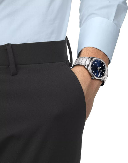 HOTTissot PR 100 40mm, Swiss Quartz Watch for Men, Stainless Steal Case, Blue Dial, T1504101104100