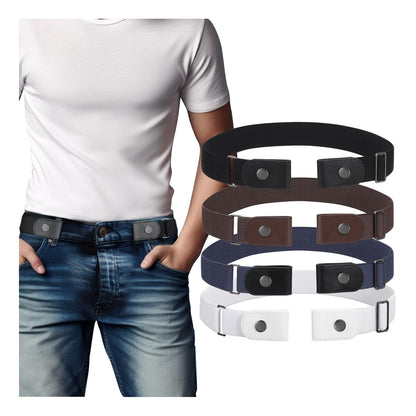 HOTBELTROAD No Buckle Elastic Belt for Men, Invisible Buckleless Stretch Belt for Men Women