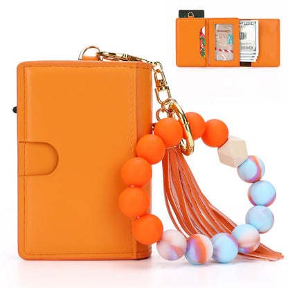 HOTWallet Women RFID Blocking Credit Card Holder Business Card Case Trifold Slim Wallet Wristlet with Key Chain PU Leather Holds 12 Cards Compact Small Coin Purse