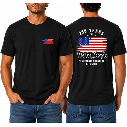 HOTMen's America 250 Shirt Patriotic USA Flag Graphic T Shirt We The People 1776 2026 Vintage Fourth of July Tee