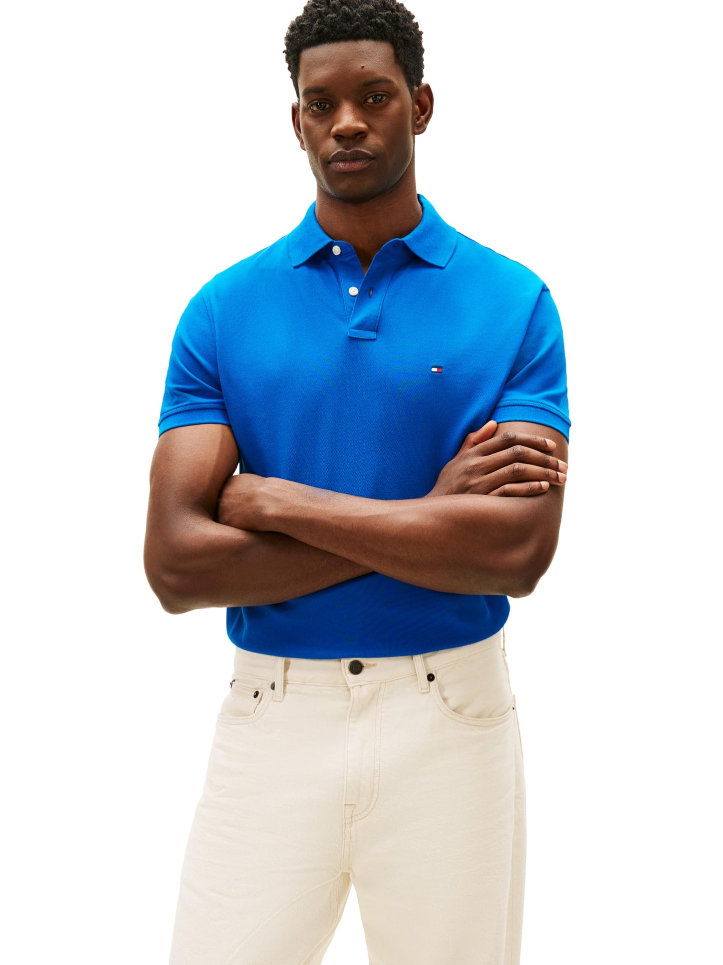 HOTTommy Hilfiger Men's Short Sleeve Polo Shirts in Classic Fit with Stretch and Organic Pique Cotton