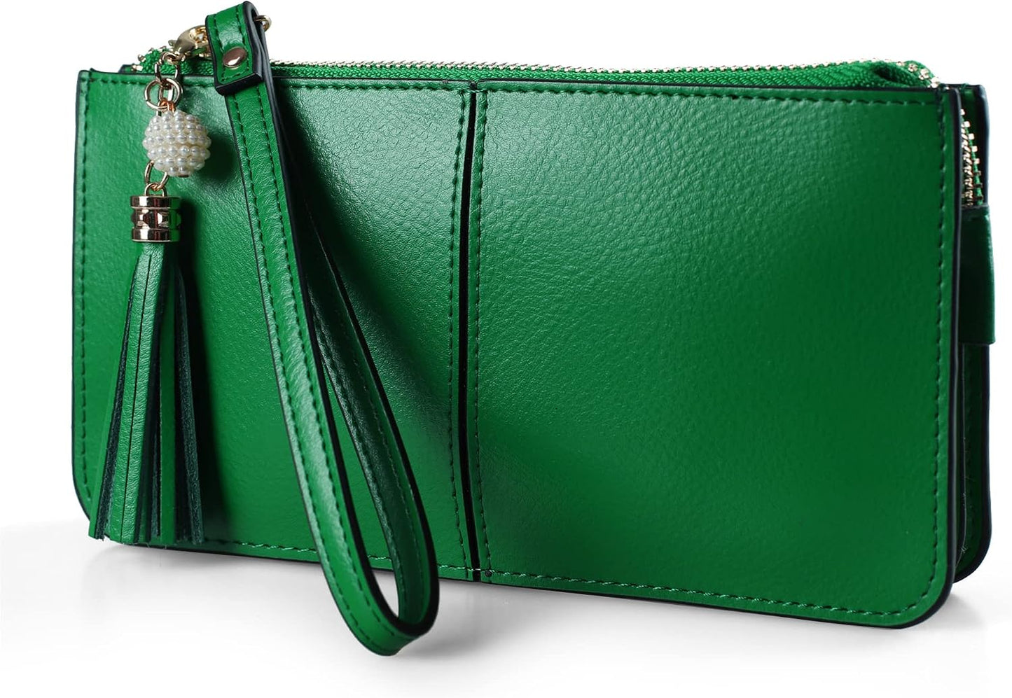 HOTbefen Genuine Leather Wristlet Clutch for Women Ultra-Slim Ladies Credit Card Holder Wallet Purses with RFID Protection