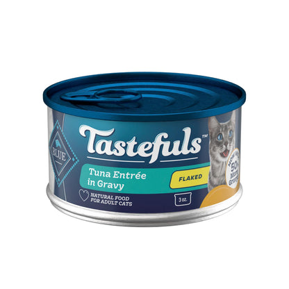 HOTBlue Buffalo Tastefuls Flaked Adult Wet Cat Food Variety Pack (Tuna, Chicken, Fish & Shrimp), Natural Ingredients Enhanced with Vitamins, Minerals & Other Nutrients, 3-oz. Each (12 Cans)