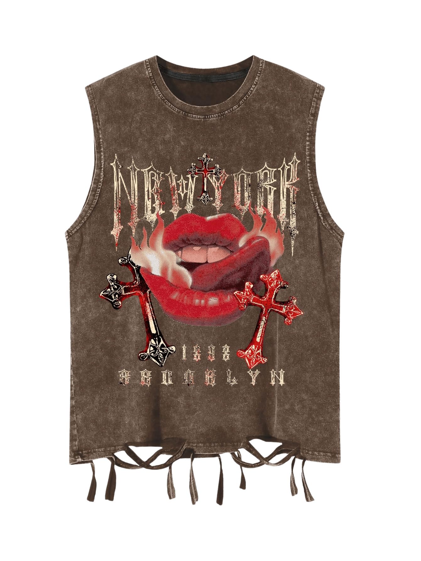 HOTVerdusa Men's Graphic Tees Y2k Grunge Hippie Tee Distressed Summer Shirt Sreetwear Sleeveless Tank Top