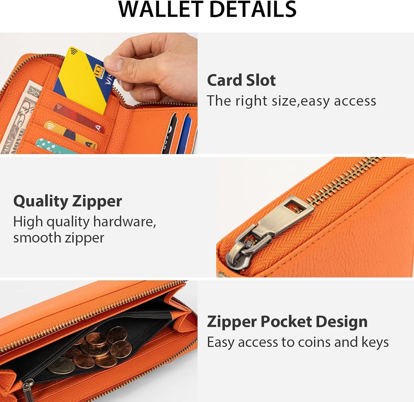 HOTXINNSTAR 2 Pack Women's Wallet RFID Blocking Leather Zip Around Large Capacity Card Holder Ladies Phone Clutch Long Purse Wristlet