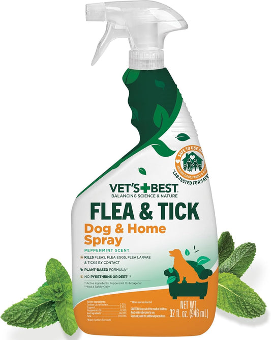 HOTVet’s Best Indoor Flea and Tick Spray – Dog Flea and Tick Treatment for Home, Plant-Based Formula with Natural Oils, Kills Fleas, Eggs & Ticks on Contact, Made in USA, 32 oz | Plant-Based Flea & Tick Spray, Kills Fleas, Eggs & Ticks on Contact, Natural