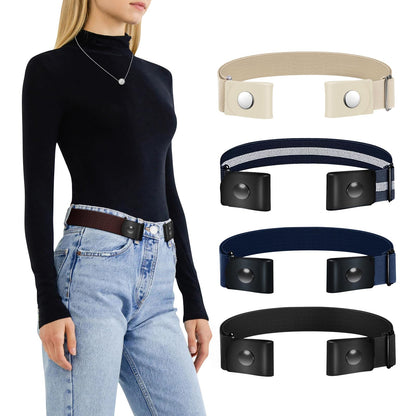 HOTTOURZOO Belts for Women/Men Buckle Free Elastic Belt Invisible No Buckle Stretch Waist Belt For Jean Pants,Dresses,No Bulge