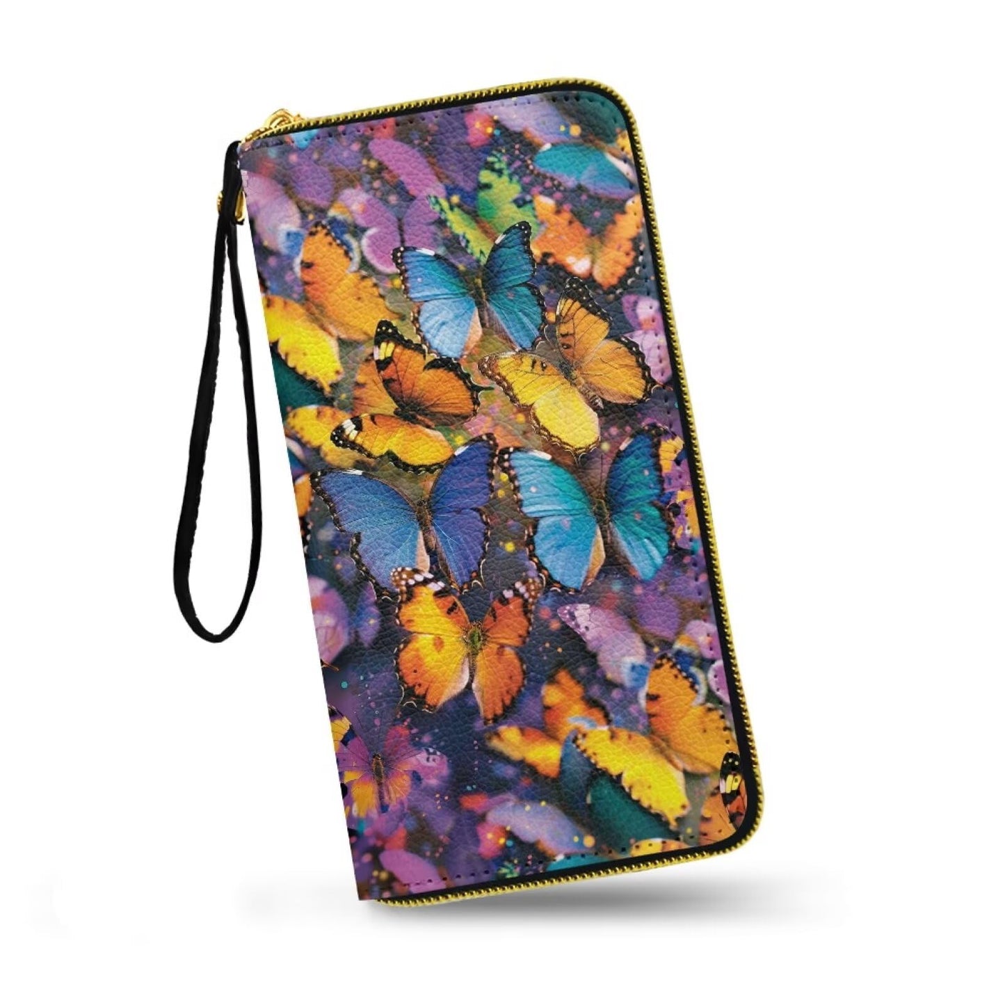 HOTHawaii Totem Flowers PU Leather Ladies Wallet Wristlet, Tropical Hawaiian Tiki Art Zip Around Wallets for Women, Brown Large Capacity Card Holder Organizer