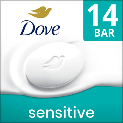 HOTDove Beauty Bar Soap Sensitive, 8 Bars for Sensitive Skin, Fragrance Free and Hypoallergenic 3.75 oz