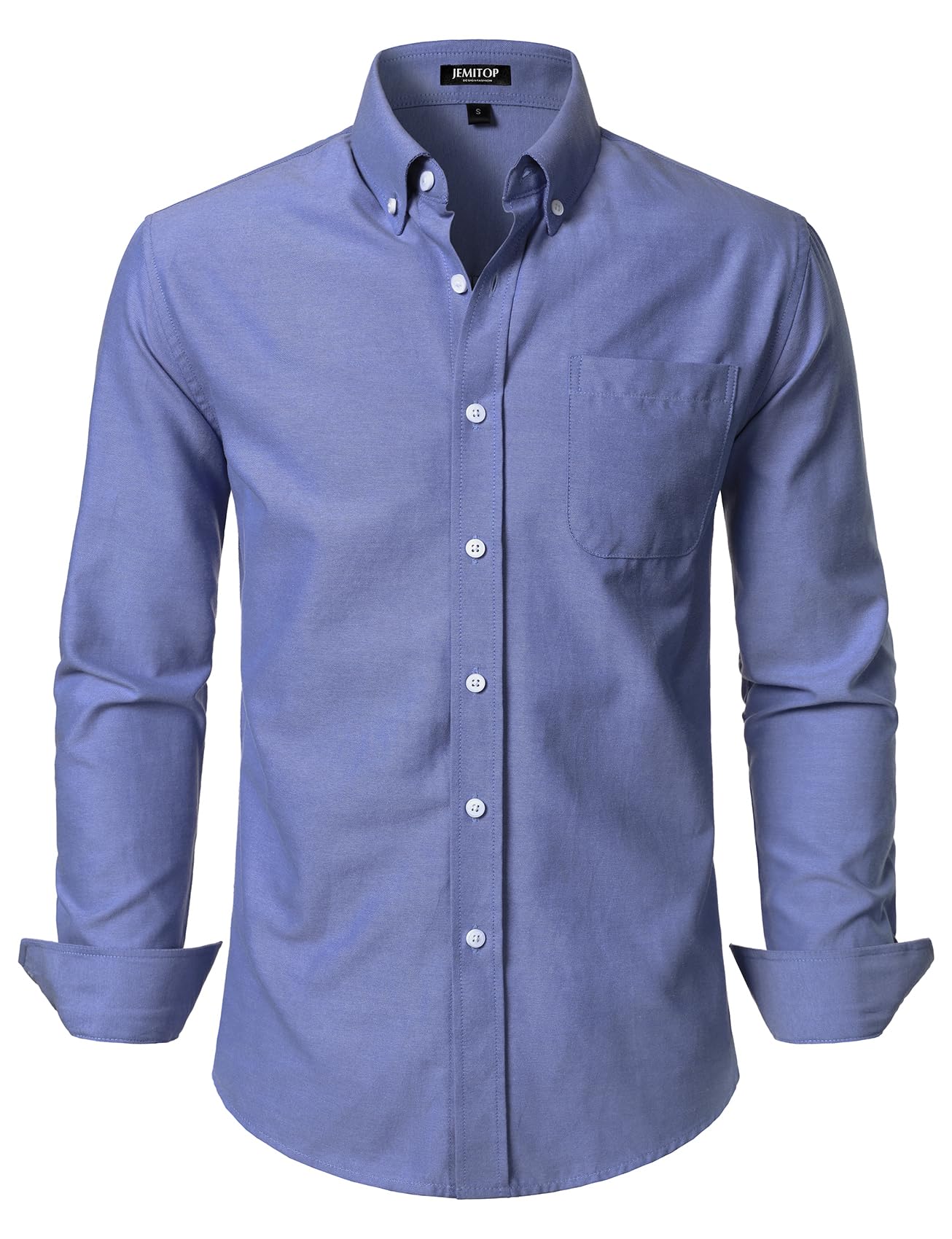 HOTJEMITOP Men's Classic Lightweight Oxford Button Down Collar Shirts Business Casual Long Sleeve Dress Shirt with Pocket