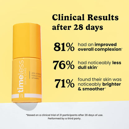 HOTTimeless Skin Care Vitamin C Serum with Vitamin E & Ferulic Acid - Brightening Serum - for Oily & Dry Skin - Fragrance-Free - 1 oz
