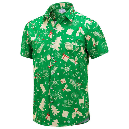 HOTEUOW Men's Hawaiian Shirt Short Sleeve Printed Button Down Beach Shirts