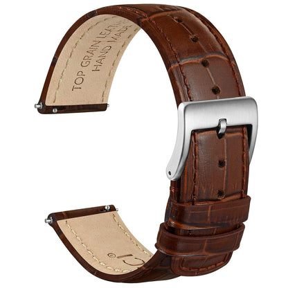 HOTWOCCI Watch Bands, Top Grain Leather, Embossed Alligator Grain, Quick Release, Band Width 18mm 20mm 22mm