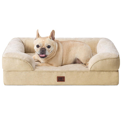 HOTEHEYCIGA Orthopedic Dog Beds for Extra Large Dogs 44x32Inch, Polyurethane Foam XL Pet Bed with Sides, Non-Slip and Egg-Crate Foam Big Dog Couch Bed with Washable Removable Cover, Grey