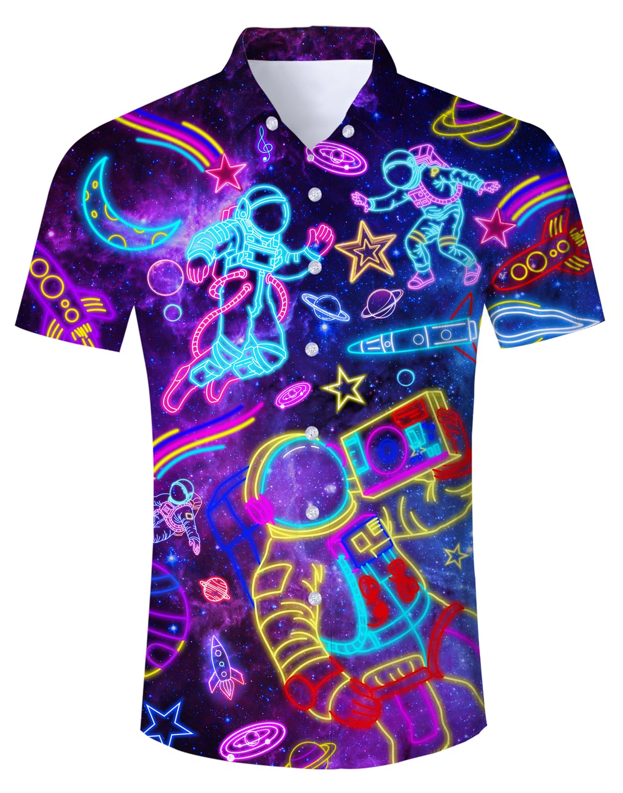 HOTFanient Mens Hawaiian Shirt Summer 3D Print Casual Short Sleeve Button Down Graphic Aloha Dress Shirts