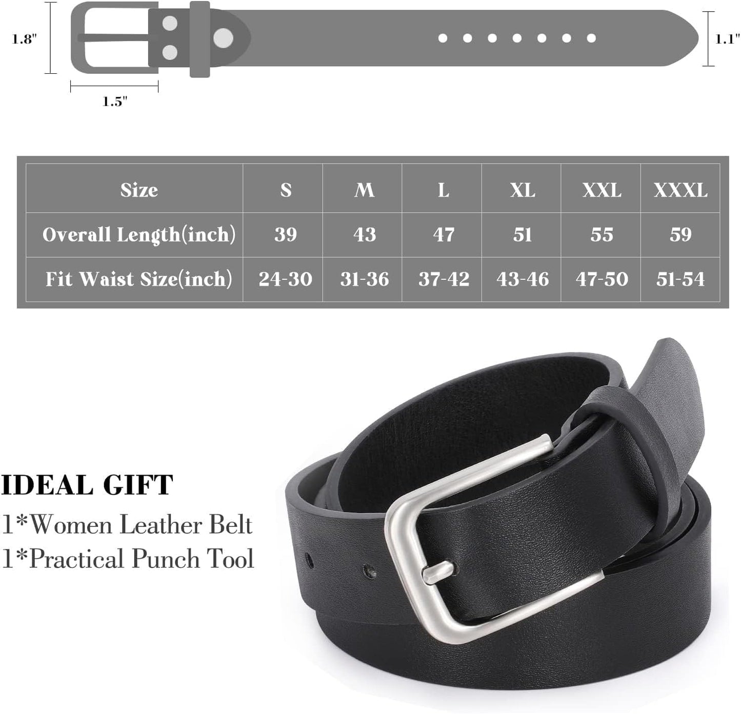 HOTWHIPPY Women Casual Leather Belt for Jeans Pants, Fashion Ladies Waist Dress Belt