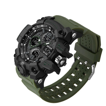 HOTWaterproof Sports Watch for Men with Night Light, Dual Display Analog Digital Outdoor Swimming Surfing Military Tactics Wrist Watch Alarm Stopwatch