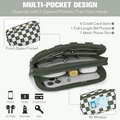 HOTWOOMADA Checkerboard Wristlet Wallets for Women