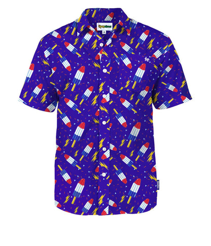 HOTTipsy Elves Patriotic Shirts for Men - USA Short Sleeve Button Up American Flag Shirts for Men for 4th of July
