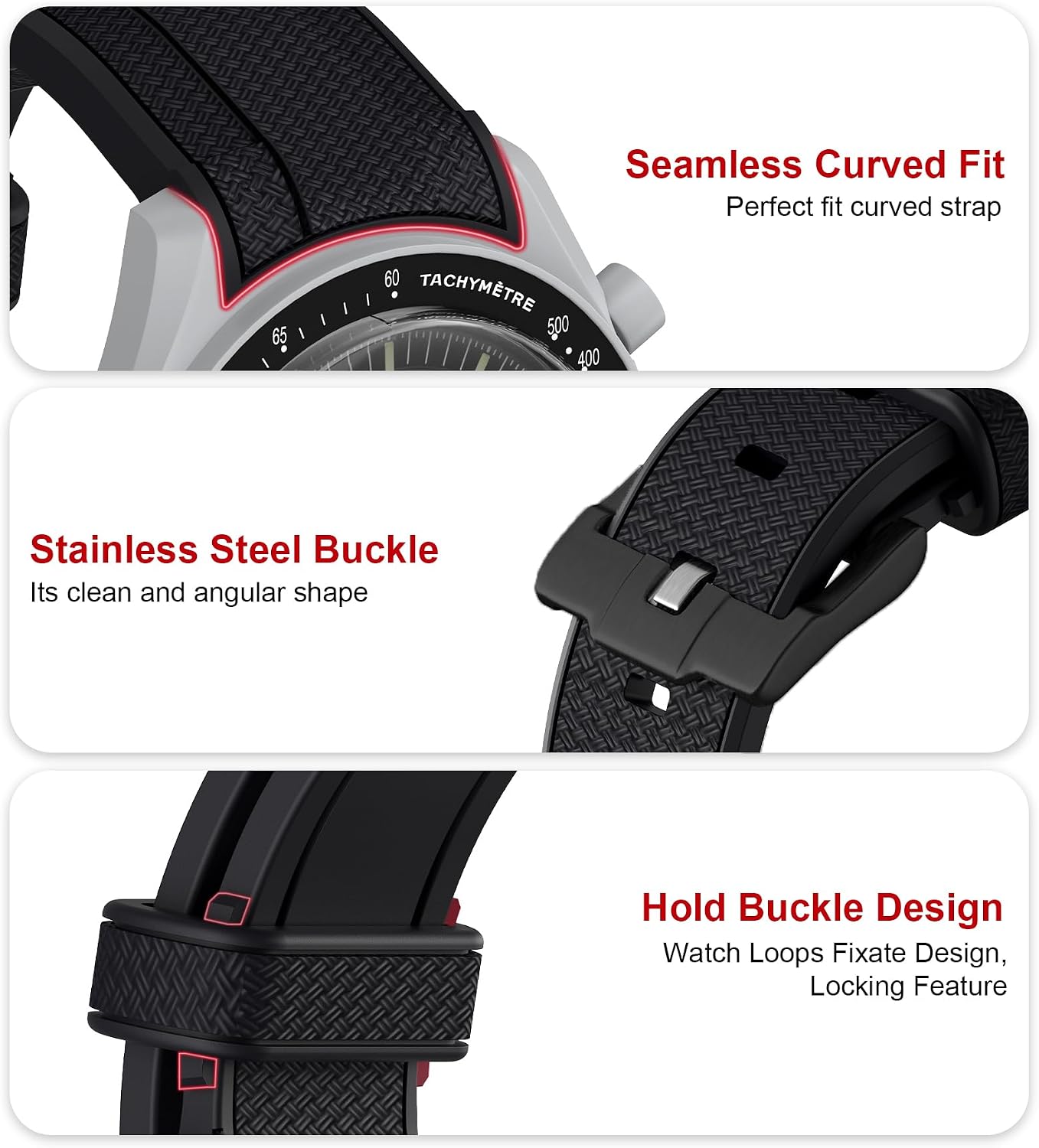 HOTStanchev Strap for Omega x Swatch MoonSwatch/Rolex Watch 20mm,Soft Silicone Omega X Swatch Moonswatch Speedmaster Replacement Strap,Curved No Gap Moonswatch Swatch strap for Men Women (Black1)