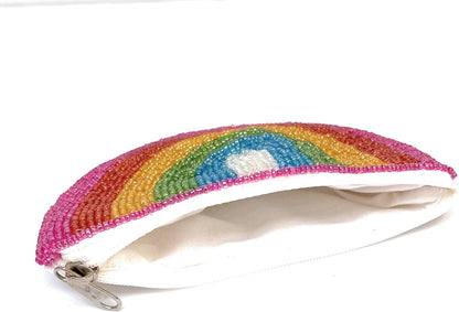 HOTTwine & Love Rainbow Beaded Coin Purse - Cute Pouch for, Party Favors, Wallets for Her - Multicolor