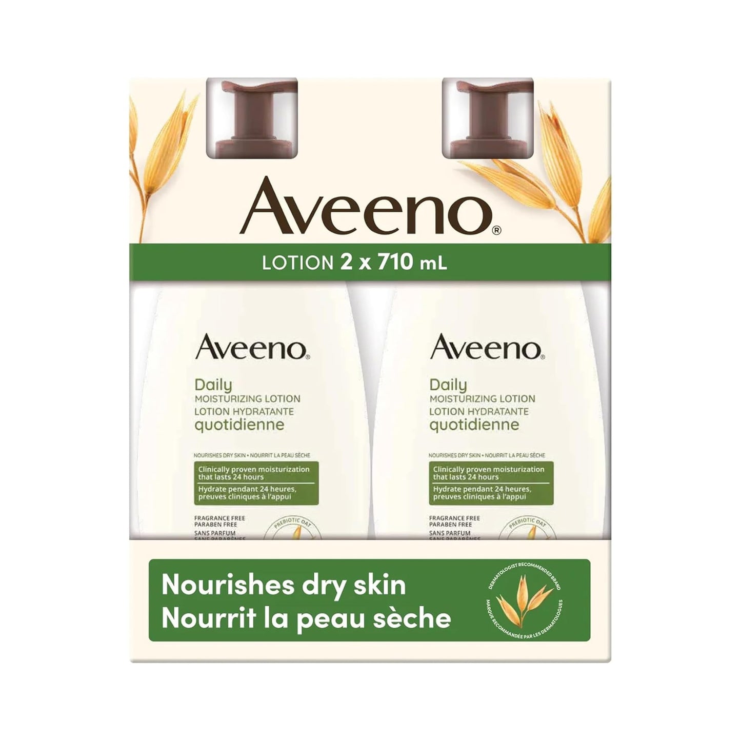 HOTAveeno Daily Moisturizing Body Lotion for Normal to Dry Skin with Soothing Prebiotic Oat, Non Greasy, Non Comedogenic, Fragrance Free Body Lotion for Women & Men, 18 fl oz