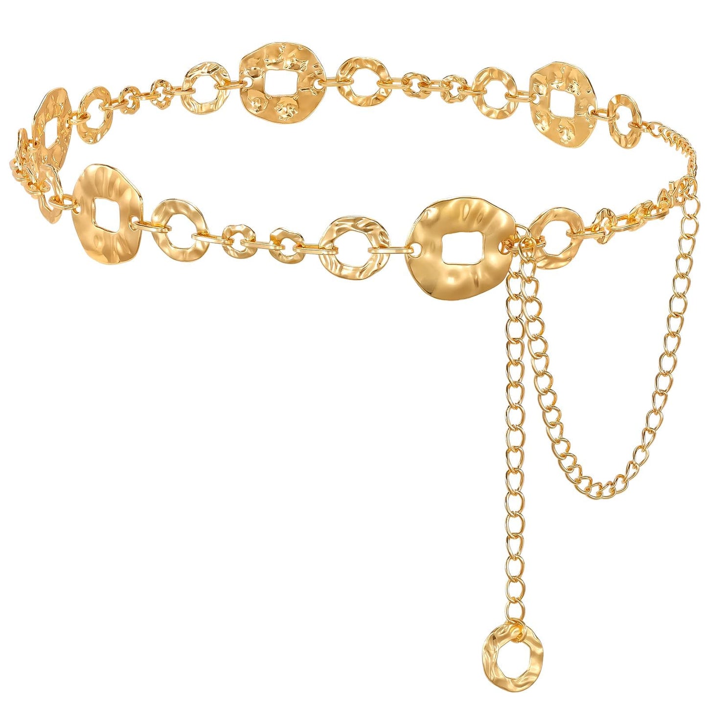 HOTWHIPPY Metal Waist Chain Belt Women Adjustable Body Link Belts Ladies Fashion Chain for Jeans Dress